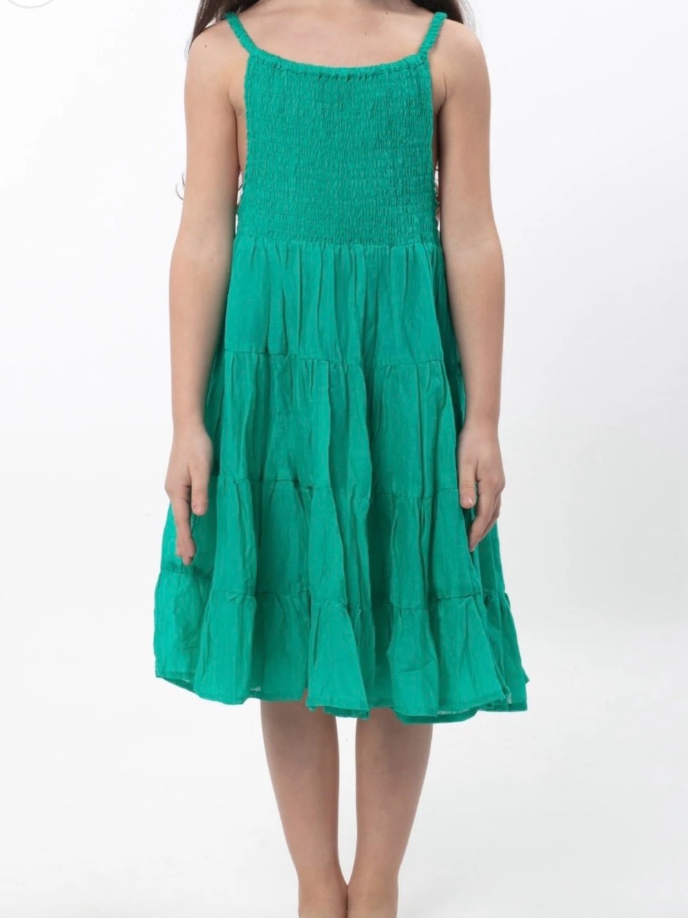 Antica Sartoria Girls' Green smocked top Casual Dress O/S